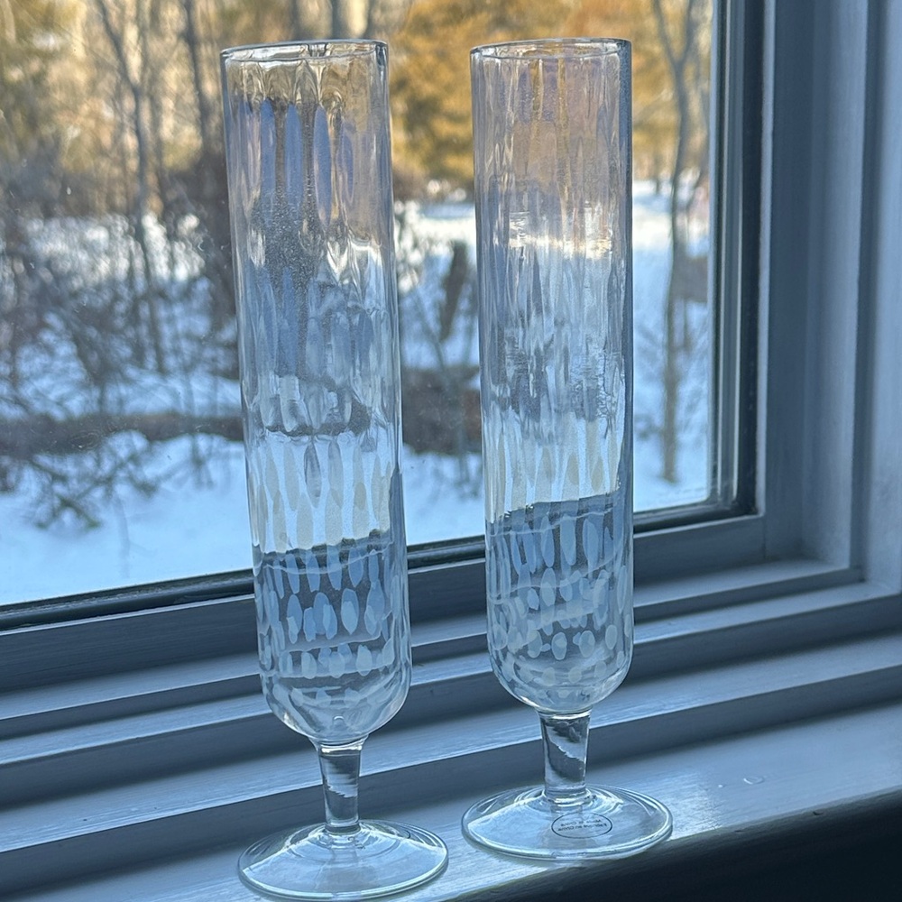 Anthropology opal essence Clear Champagne Flute set of 2
